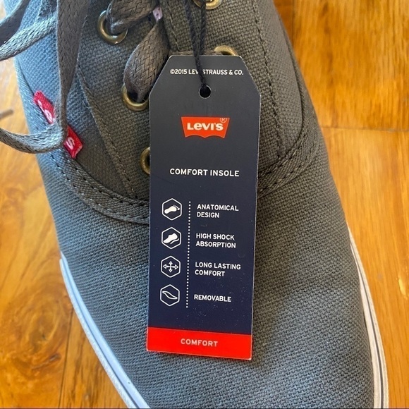 NWT men’s Levi’s Ethan 2 charcoal grey casual denim lace up sneaker size 7.5 - Picture 5 of 8